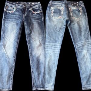 Miss Me Blue Boot Cut Jeans with Distinctive Fading